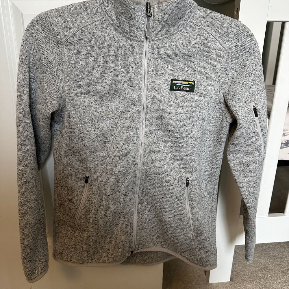 L.L. Bean Heather Gray Zip-Up Fleece Jacket